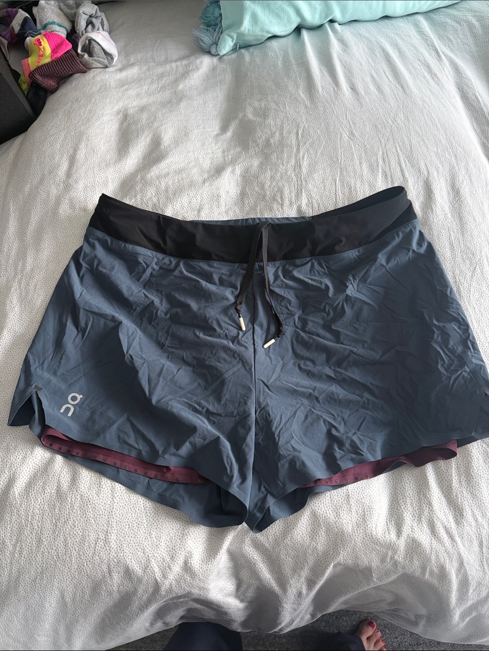 On Running Slate Blue Running Shorts with Black Waistband